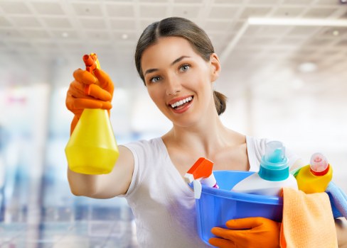 Cleaner preparing a flat in SW18 for final handover