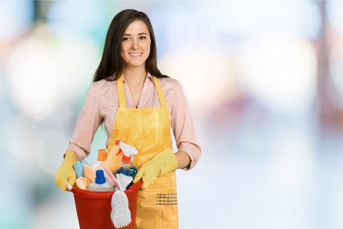 Domestic cleaner vacuuming a living room in SW18